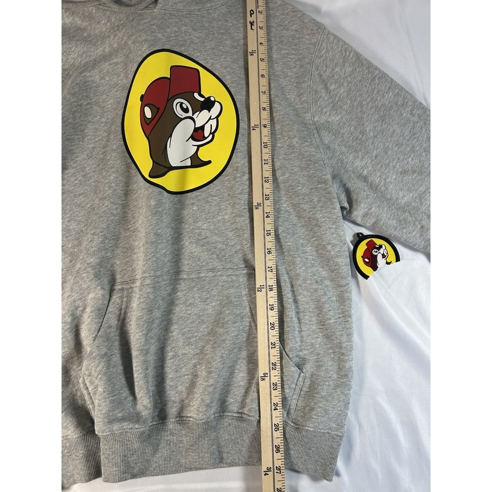 Buc-ees Hoodie Sweatshirt Unisex Sz M Grey Beaver Logo Bucees Buc-ee's Classic - Picture 7 of 8